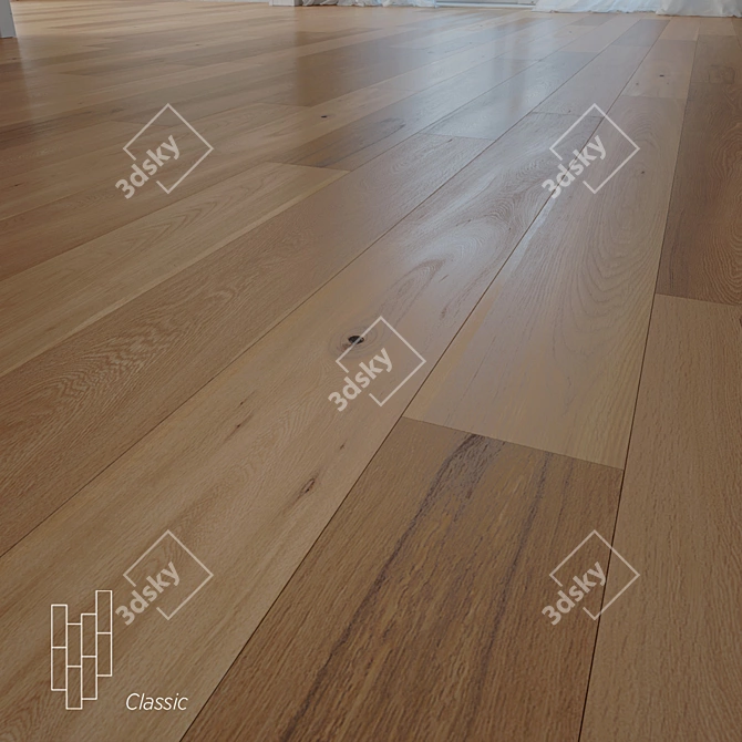 Rhodes Oak Flooring: High-Quality Texture & Versatile Formats 3D model image 1