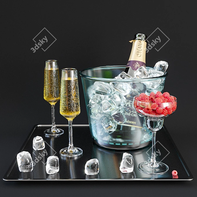 Title: Elegant Champagne Ice Tray 3D model image 1