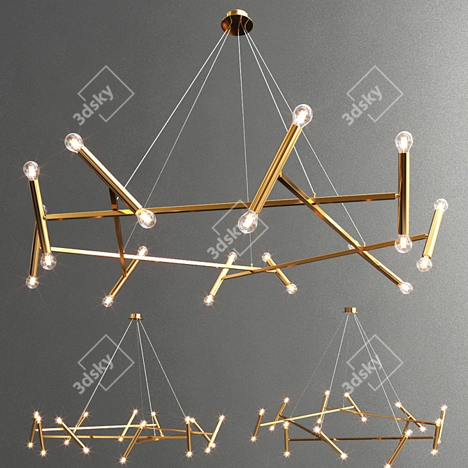 Exquisite Brass Izaar Chandelier 3D model image 1