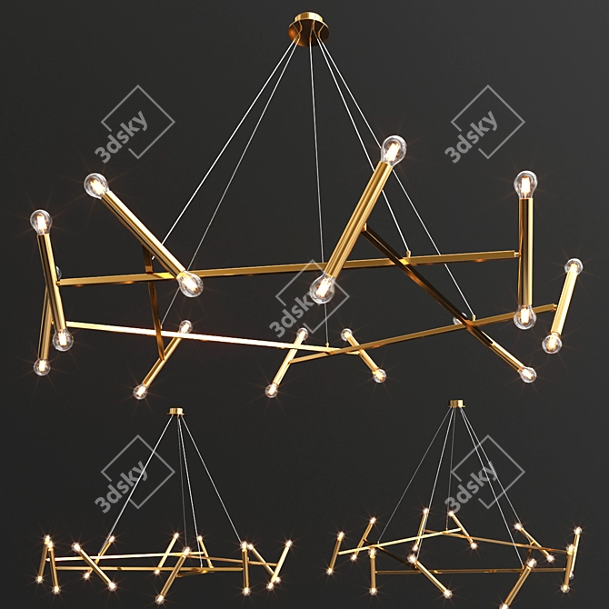 Exquisite Brass Izaar Chandelier 3D model image 2