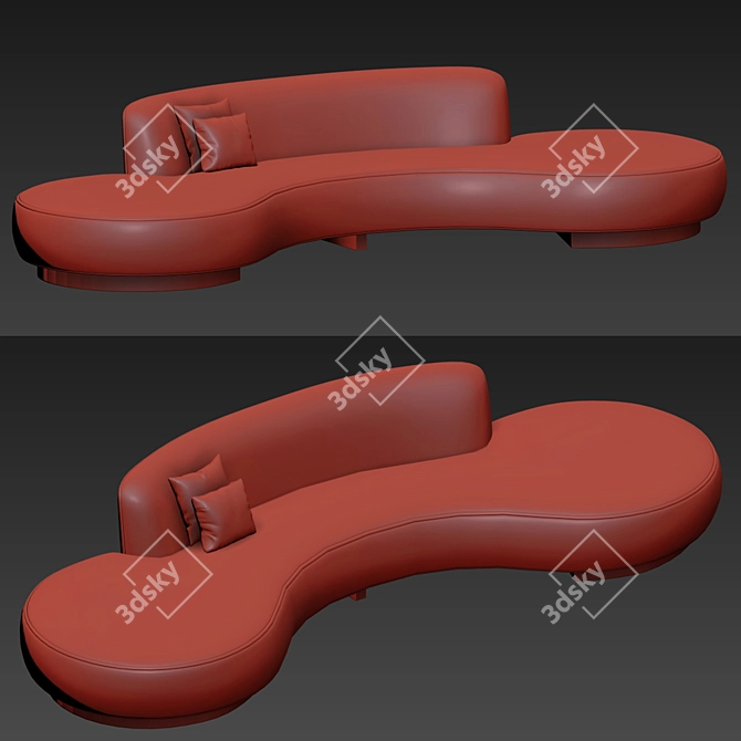 Elegant Pierre Augustin Rose & Serpentine Kagan Sofas 3D model image 2