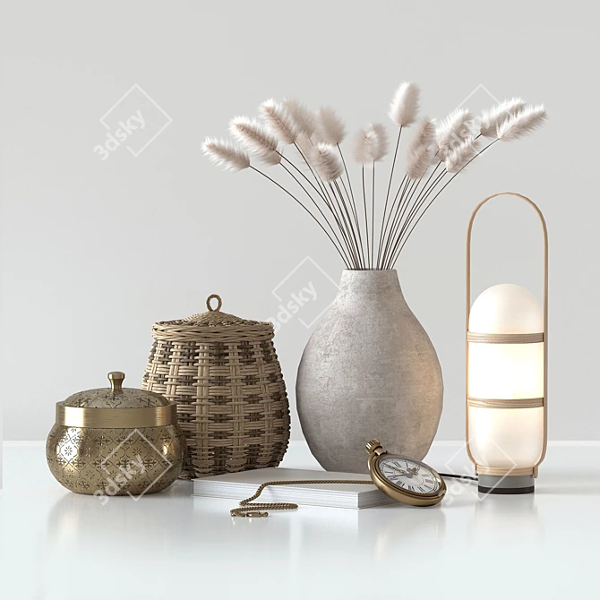 Rattan Basket Decor Set 3D model image 6