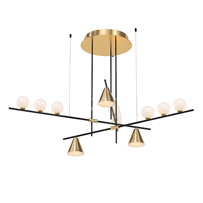 Modern Glass and Metal Pendant Light 3D model image 1