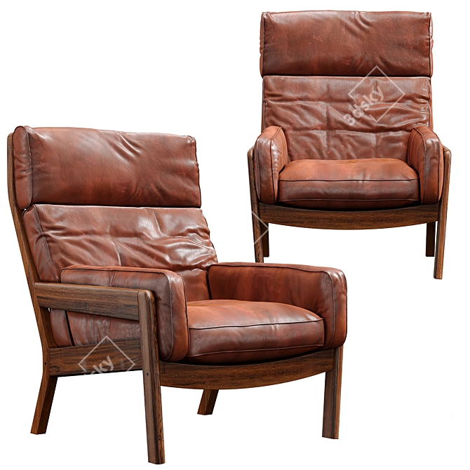 Elegant Nordic Design Easy Chair 3D model image 1