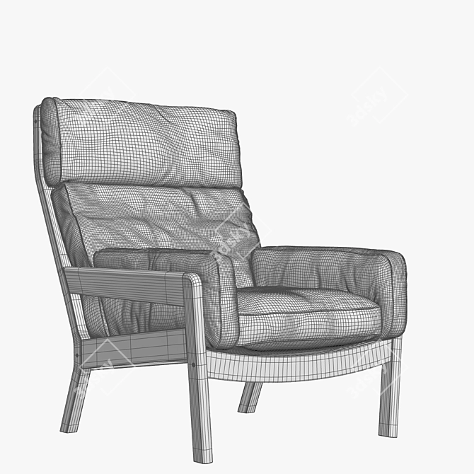 Elegant Nordic Design Easy Chair 3D model image 3