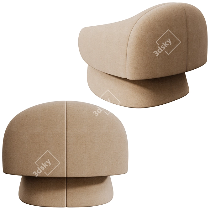 Sleek Modern 3 Seater Armchair 3D model image 2