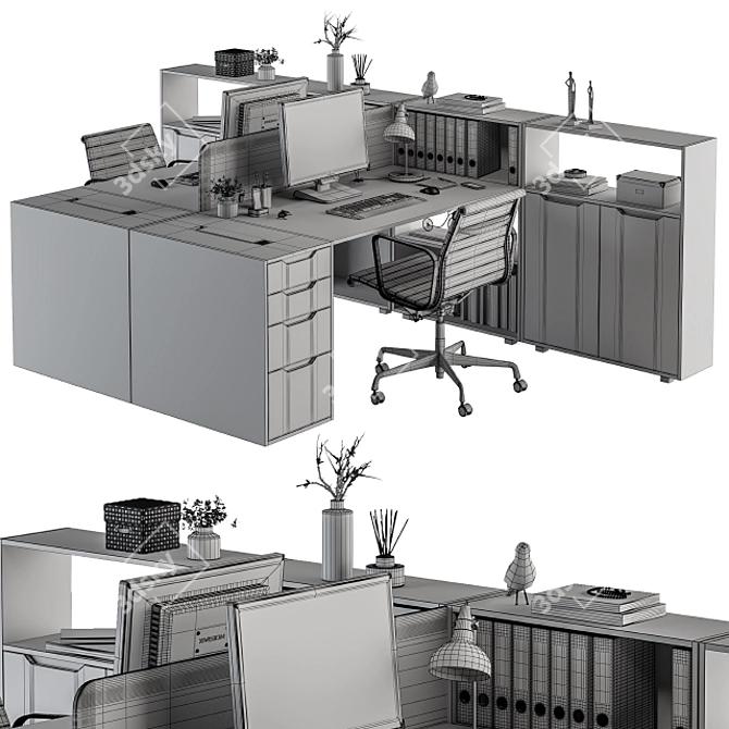 Modern Office Furniture Set 3D model image 5