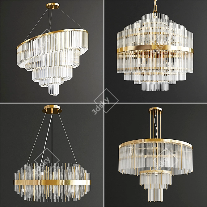 Luxury Glass Suspension Collection 3D model image 1