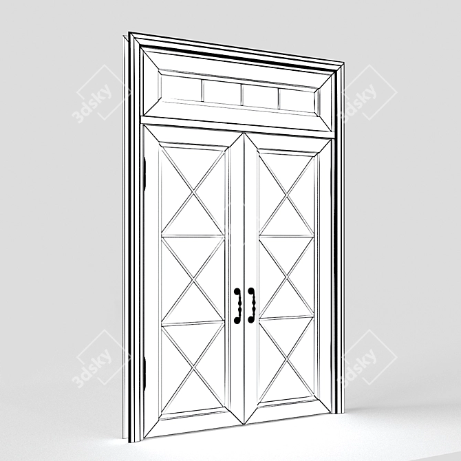 Modern Wood and Glass Interior Doors 3D model image 3