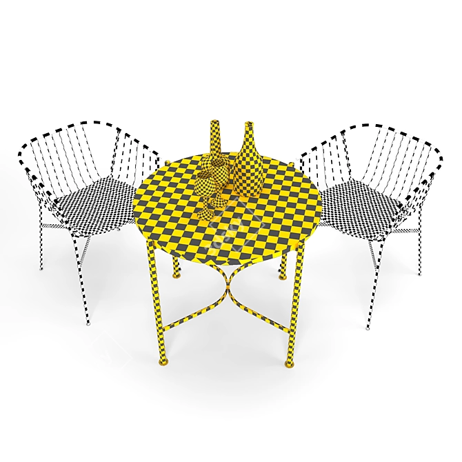 Elegant Wire Grid Chair 3D model image 4