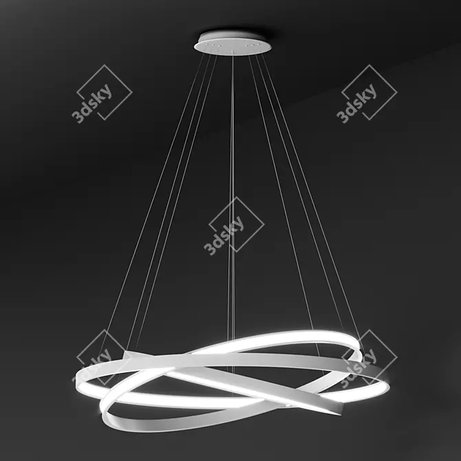 Sleek White Halo Pendant 3D model image 1