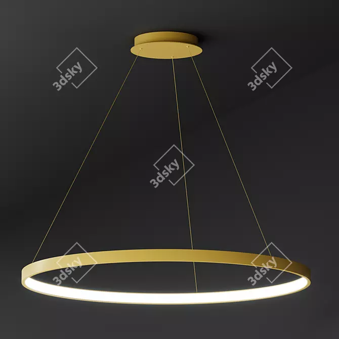 1. Title: ULIGHT Gold Halo Pendant Lamp (1 Ring) [42 characters]
2. Title: Stylish Gold Halo Pendant 3D model image 1