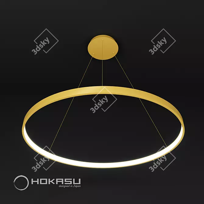 1. Title: ULIGHT Gold Halo Pendant Lamp (1 Ring) [42 characters]
2. Title: Stylish Gold Halo Pendant 3D model image 3