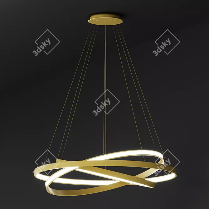 ULIGHT Gold Haloin Pendant Lamp 3D model image 1