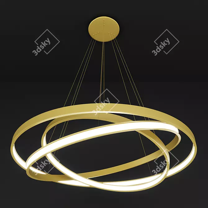 ULIGHT Gold Haloin Pendant Lamp 3D model image 3