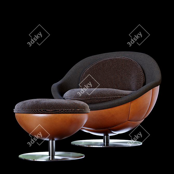 Wembley Retro Lounge Chair 3D model image 2