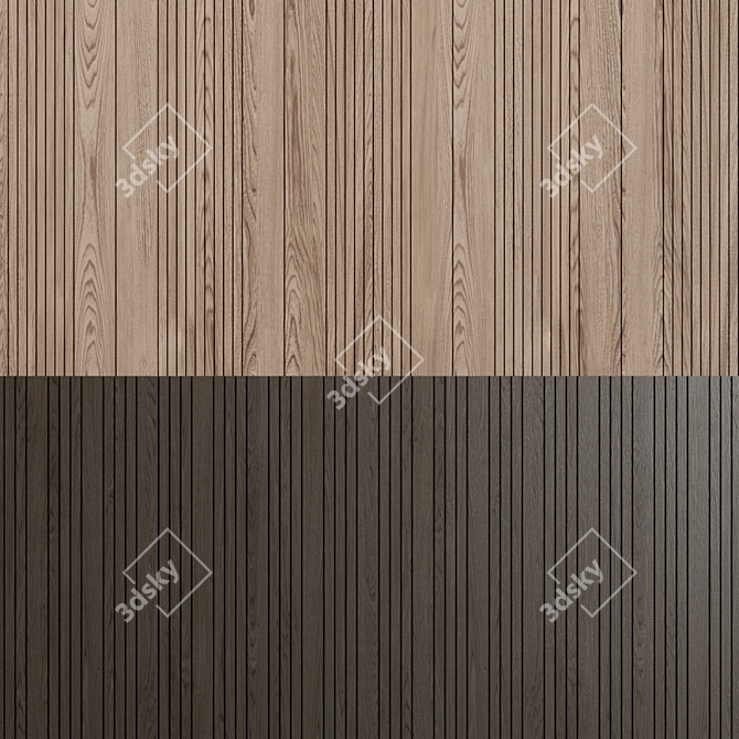 Elegant Wooden Wall Panel 3D model image 2