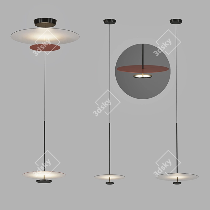 Sleek Flat Hanging Lamp 3D model image 1