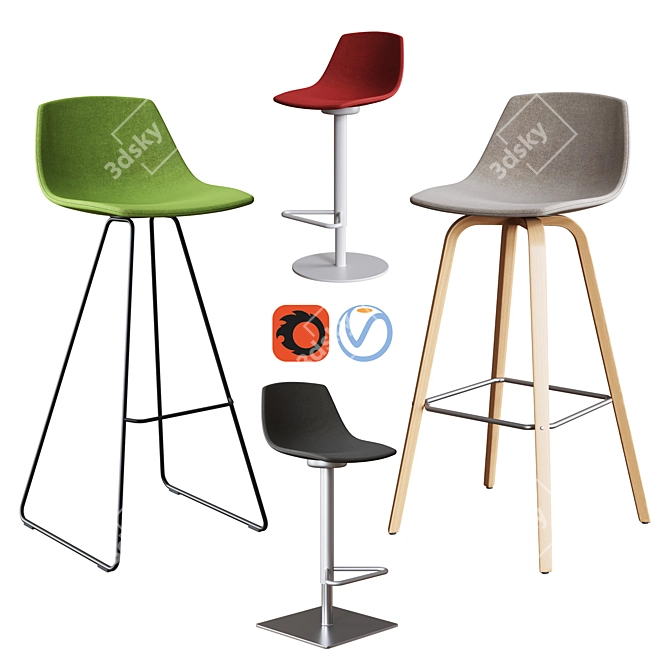 Elegant LaPalma Miunn Barstool 3D model image 1