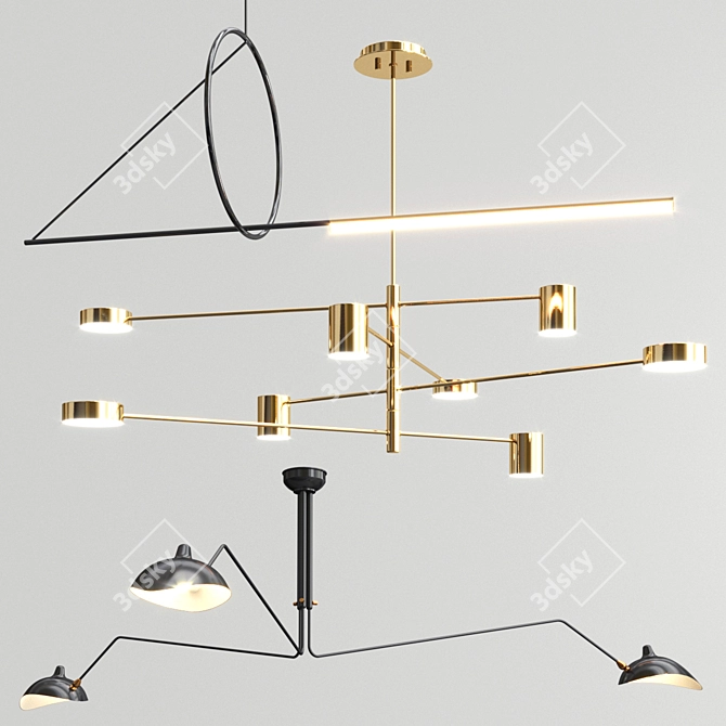 Sputnik Trait Chandelier - Modern Elegance 3D model image 1