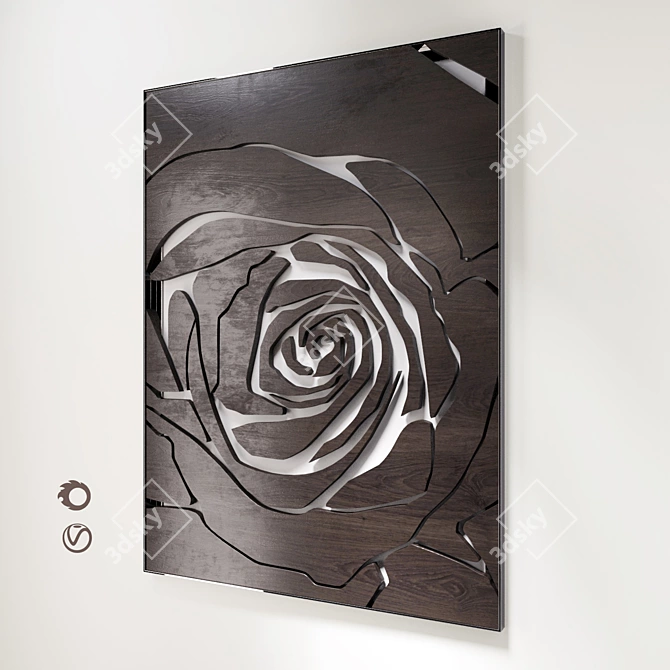 Rose Chrome Decor Panel | Elegant Wall Art 3D model image 4