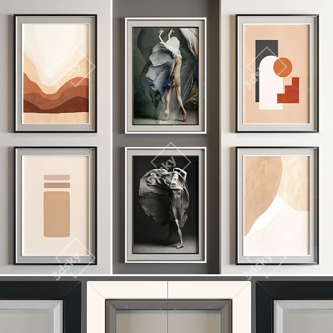 Elegant Monochrome Art Frame 3D model image 1