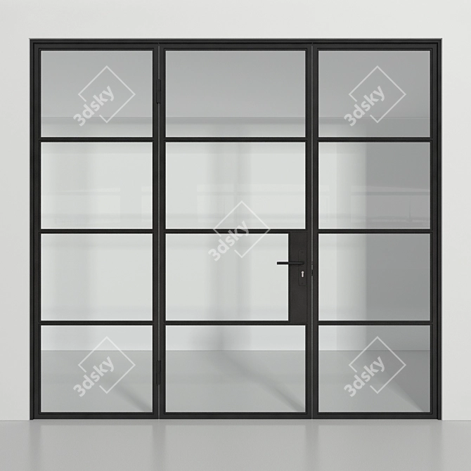 Elegant Loft Glass Partition 3D model image 2