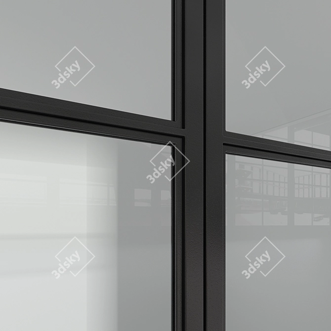 Elegant Loft Glass Partition 3D model image 4