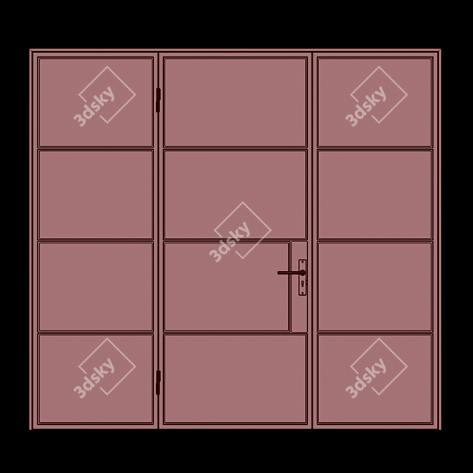 Elegant Loft Glass Partition 3D model image 7