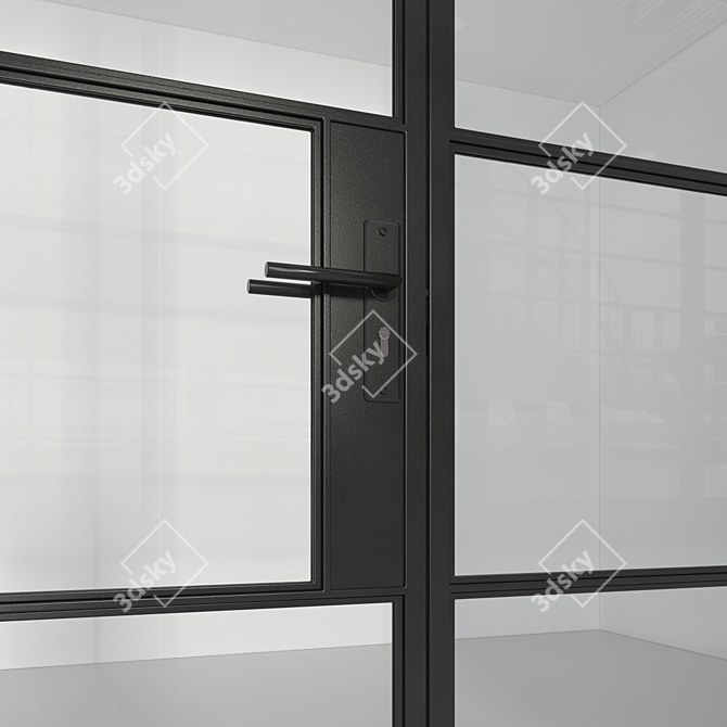 Elegant Loft Glass Partition 3D model image 10