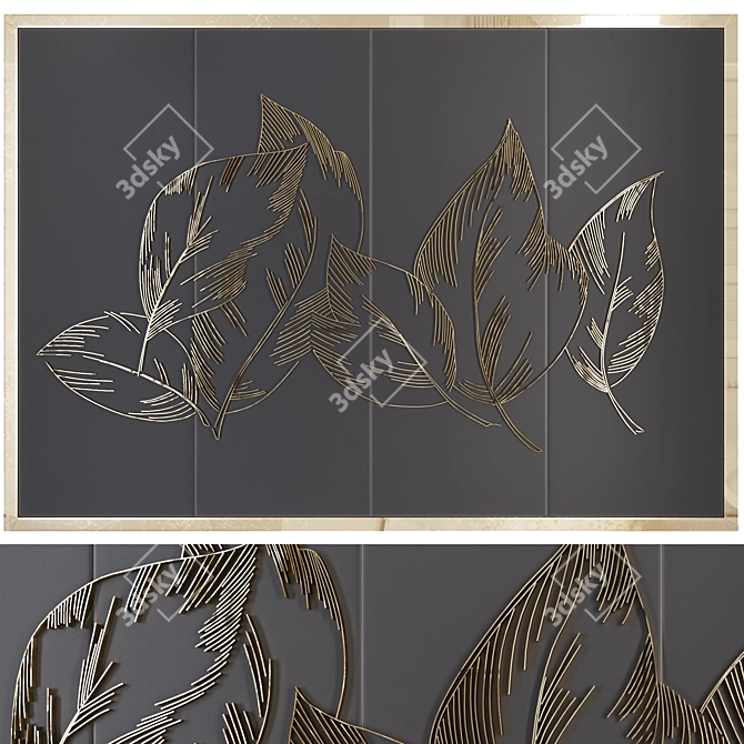 Golden Leaf Wall Decor 3D model image 1