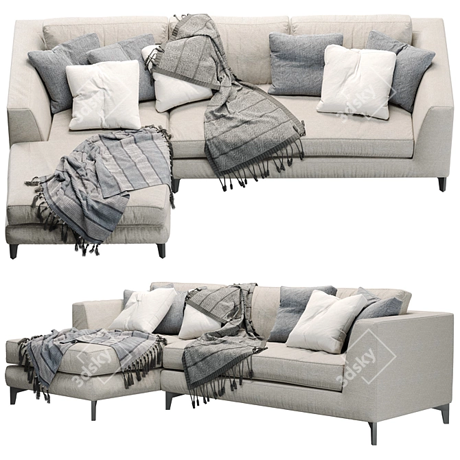 Elegant Meridiani Louis Up Modular Sofa 3D model image 3