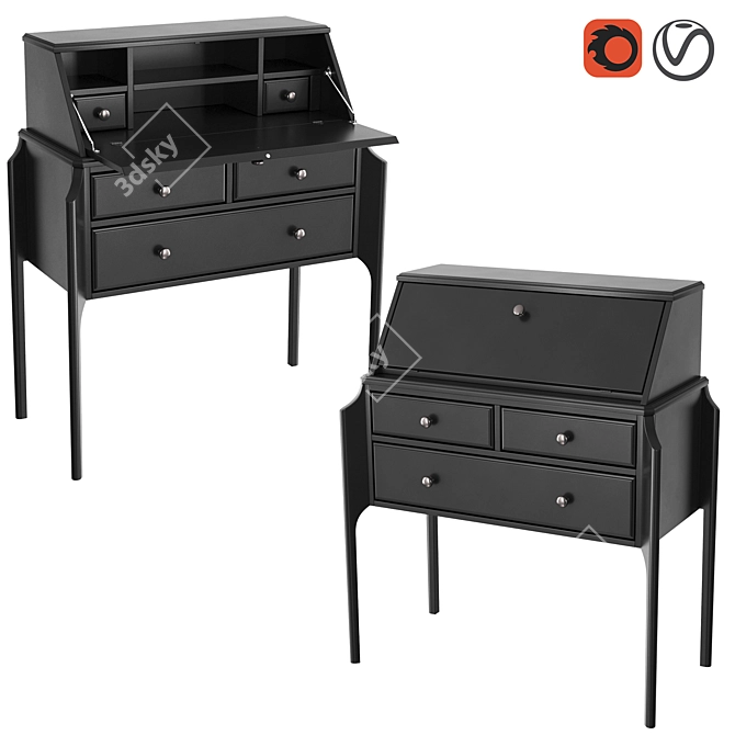 Elegant Secretaire: Le Visage 3D model image 7