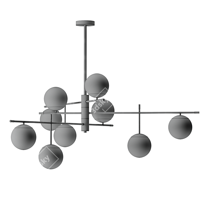 Vintage Glass and Metal Pendant Lamp 3D model image 3