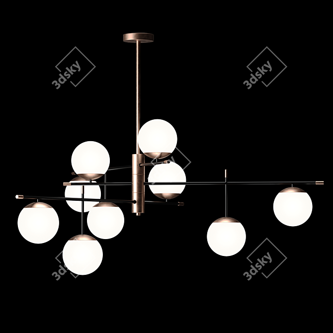 Vintage Glass and Metal Pendant Lamp 3D model image 4