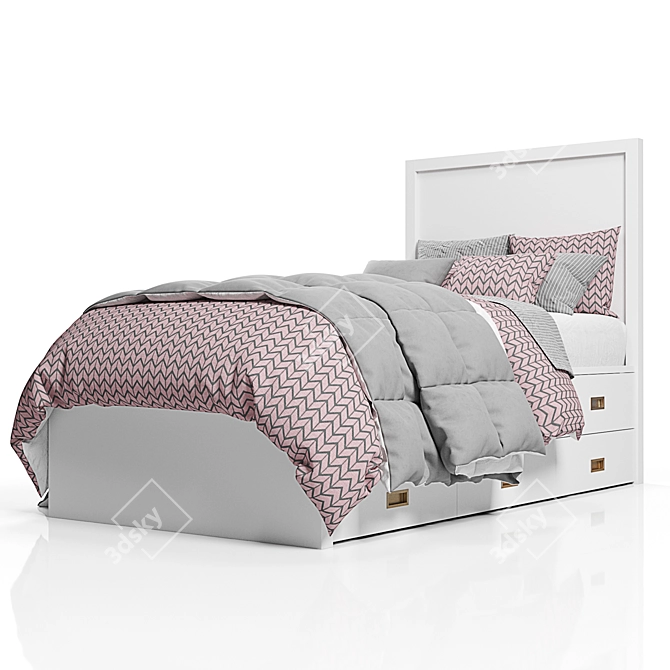 Elegant Avalon Bed with Trundle 3D model image 1