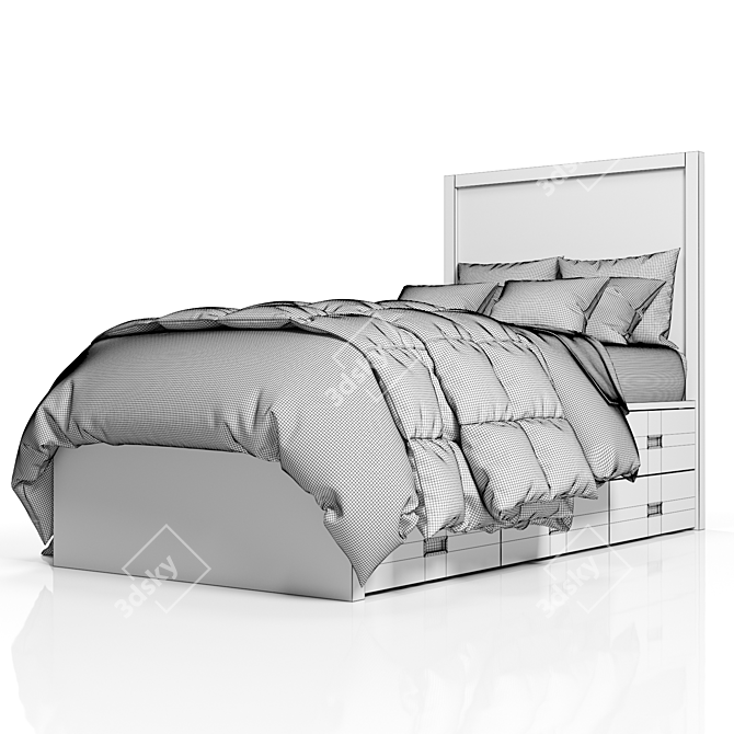 Elegant Avalon Bed with Trundle 3D model image 5