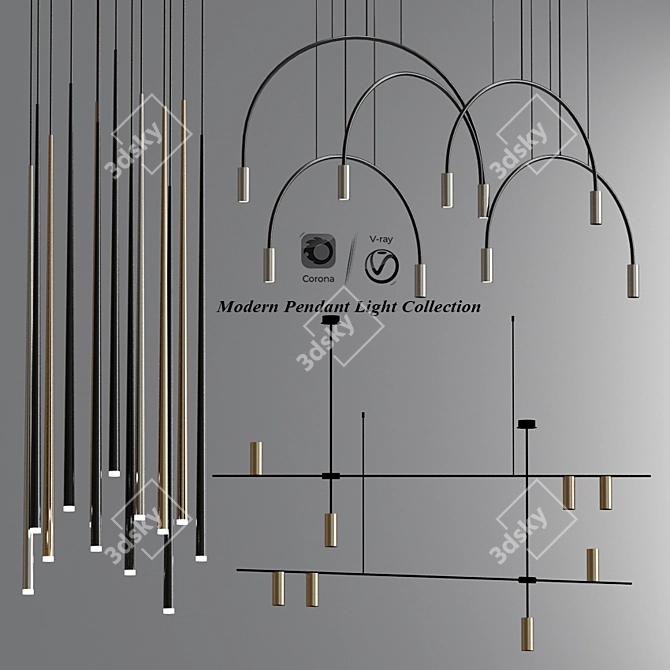 Modern Pendant Light Collection: Sleek, Stylish, and Versatile 3D model image 1