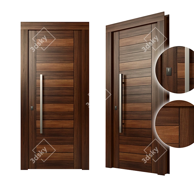 Sleek Wood Door 3D model image 1