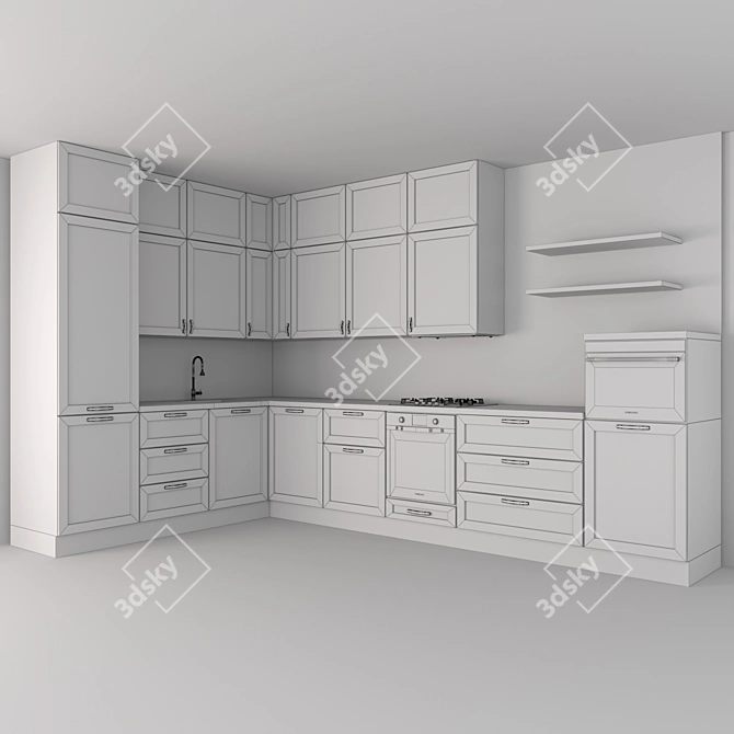 Modern Kitchen Furniture Set 3D model image 3