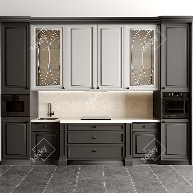 Modern Kitchen Design Set 3D model image 4