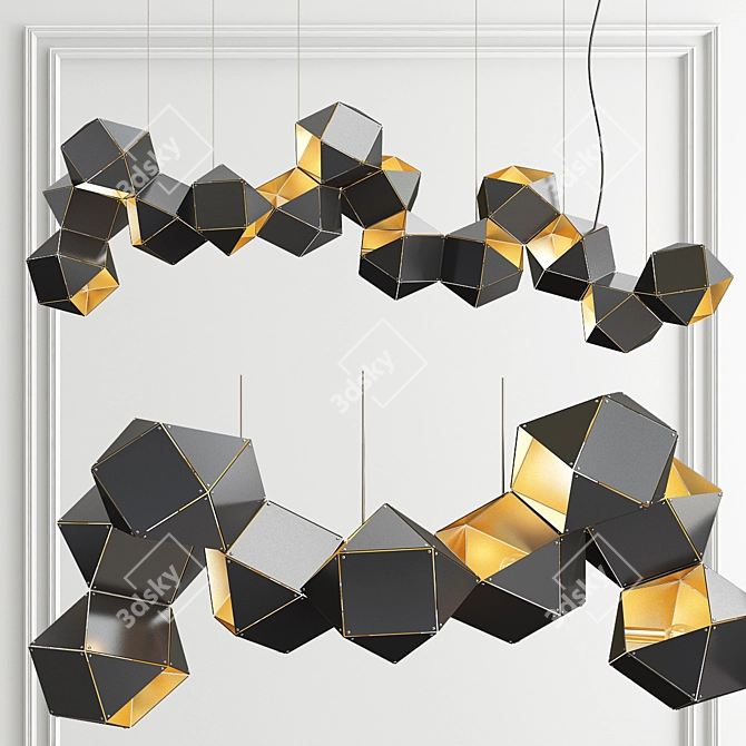 Sleek Geometric Chandeliers - 3 Types 3D model image 2