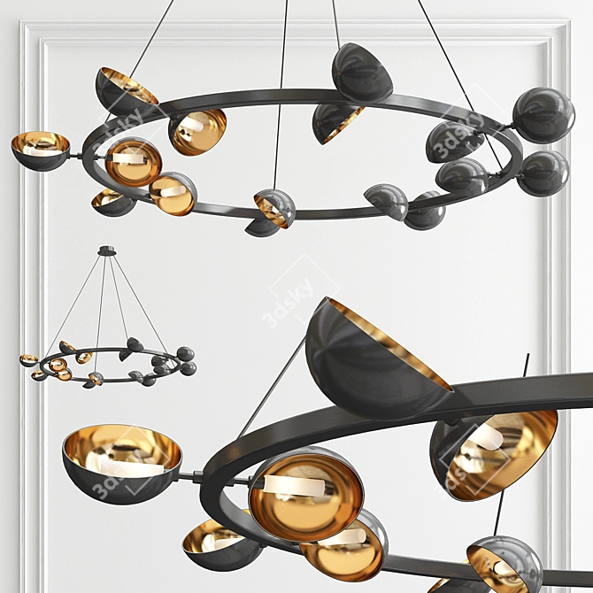 Sleek Geometric Chandeliers - 3 Types 3D model image 3