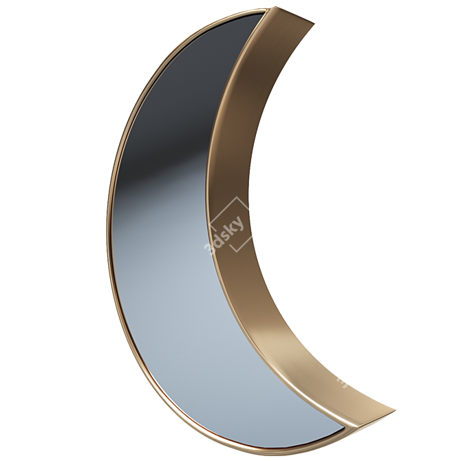 Moon-shaped Brass Mirror: Uyova 3D model image 3