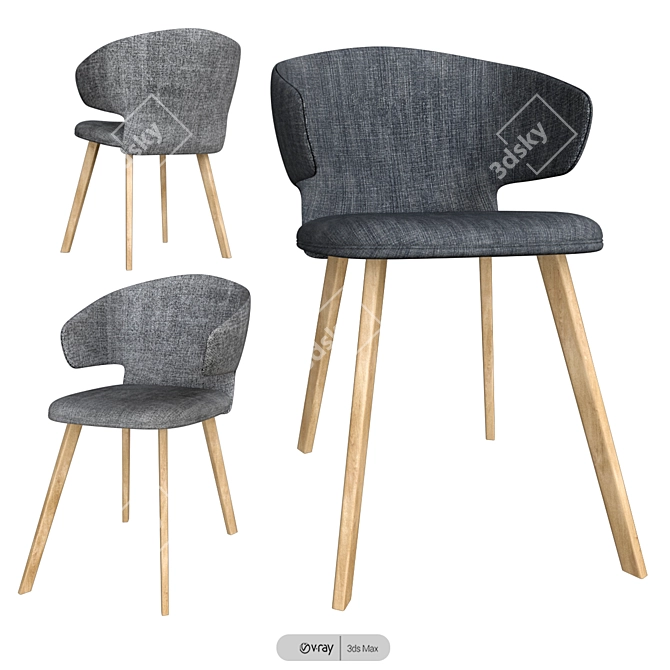 Elegant Taormina Wood Chairs 3D model image 2