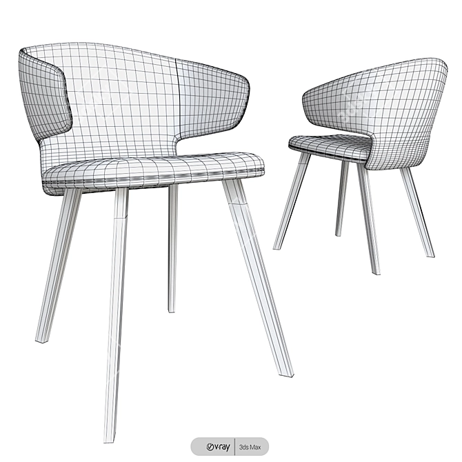 Elegant Taormina Wood Chairs 3D model image 3