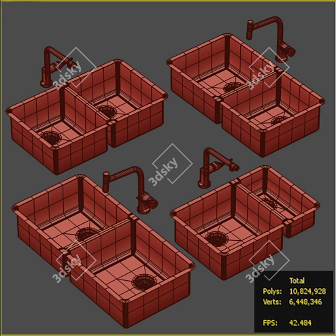 Modern Kitchen Sink Collection 3D model image 2