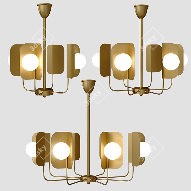 American Style Brass Chandelier 3D model image 1