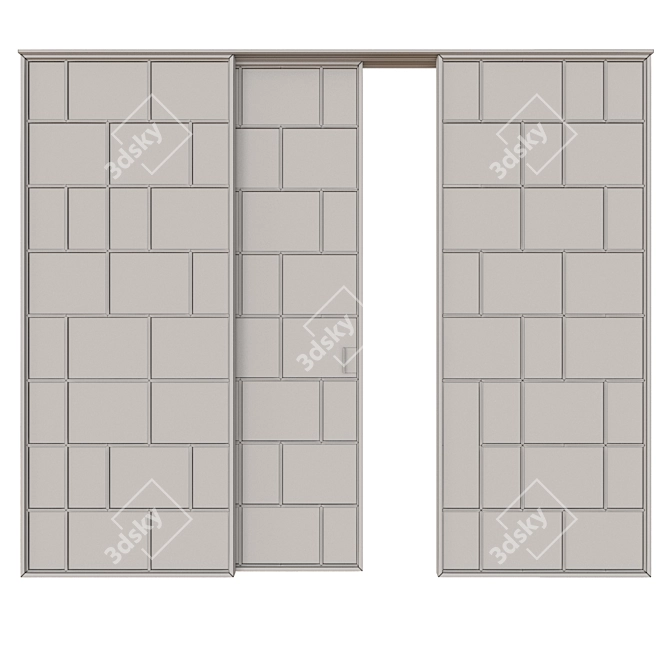 Sleek Glass Sliding Doors 3D model image 2