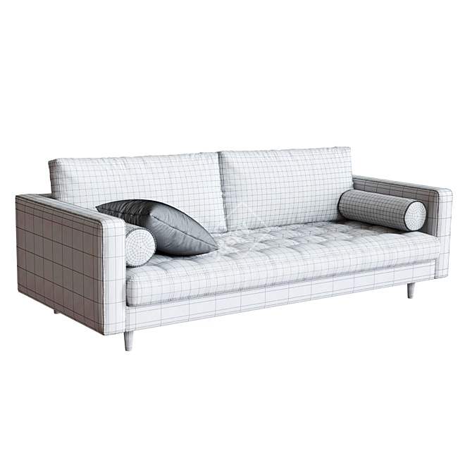 Sleek 3-Seater Straight Sofa 3D model image 3